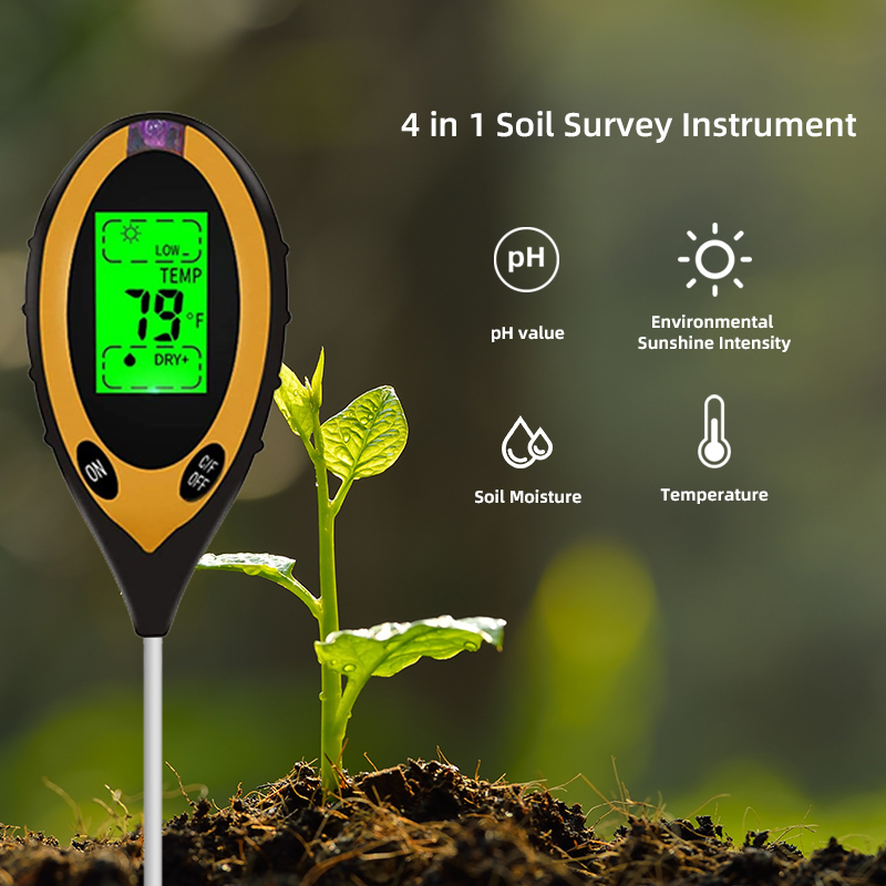 Ph Meter Digital Water Tester - เครื่องวัดค่า pH ดิน เครื่องวัดความชื้นในดิน เครื่องวัดอุณหภูมิ วัดความเข้มแสงแดด