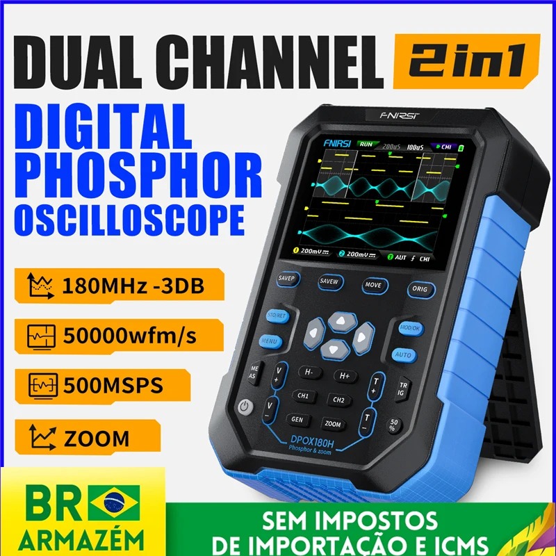Fnirsi Digital Oscilloscope Handheld - FNIRSI DPOX180H ออสซิลโลสโคปดิจิตอลแบบพกพา หน้าจอฟลูออเรสเซนต์ สองช่องสัญญาณ 180HMz