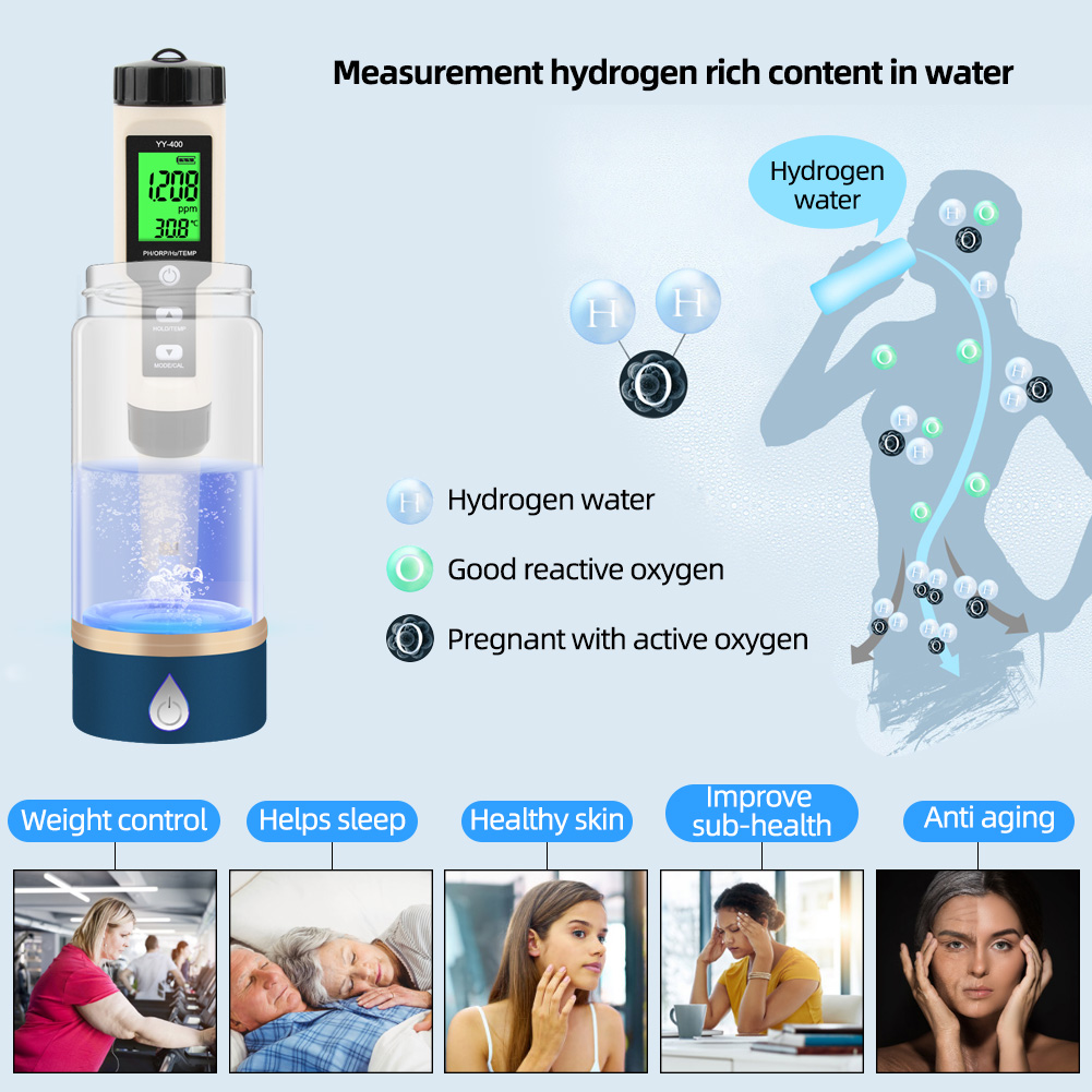 Ph Meter Digital Water Tester - เครื่องวัดคุณภาพน้ำไฮโดรเจน Yieryi YY-400 4-in-1 ดิจิตอล วัดค่า