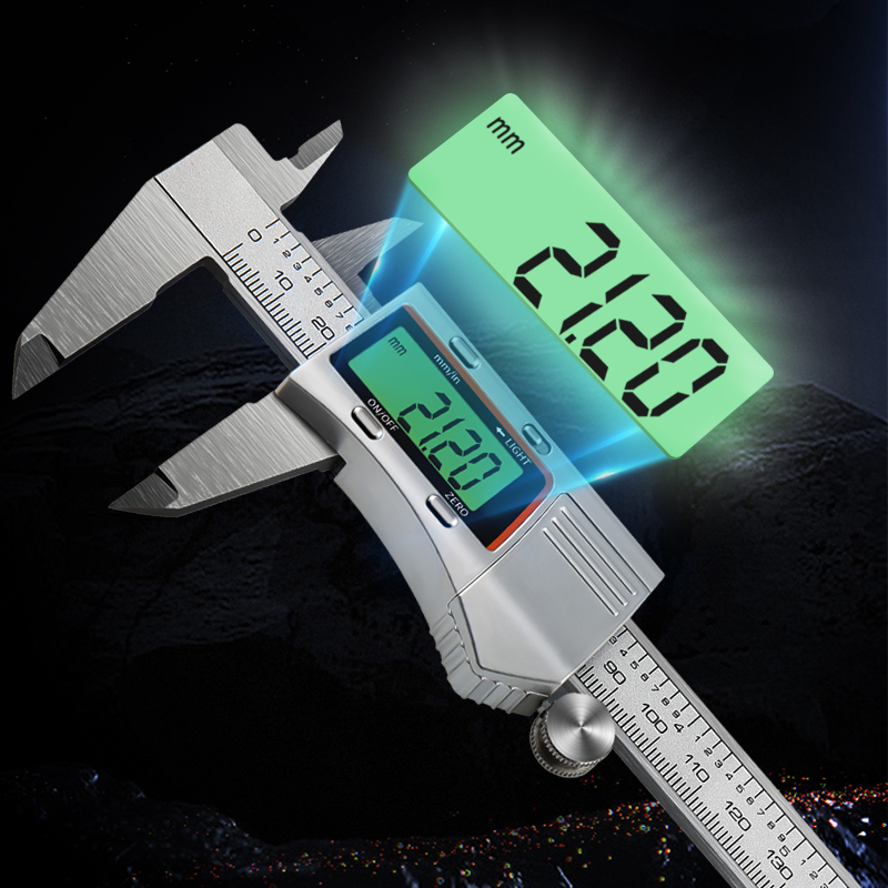 Digital Caliper 150Mm Stainless Steel - เครื่องวัดโลหะสแตนเลสสตีลคาลิเปอร์ดิจิตอลแบล็คไลท์ขนาด6นิ้ว150มม. จอแสดงผล LCD มาตรวัดอุปกรณ์วัดความกว้างอิเล็กทรอนิกส์
