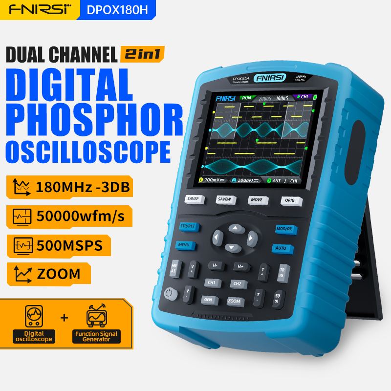 Fnirsi Digital Oscilloscope Handheld - FNIRSI DPOX180H ออสซิลโลสโคปดิจิตอลแบบพกพา 180MHz -3DB ความไวแนวตั้ง