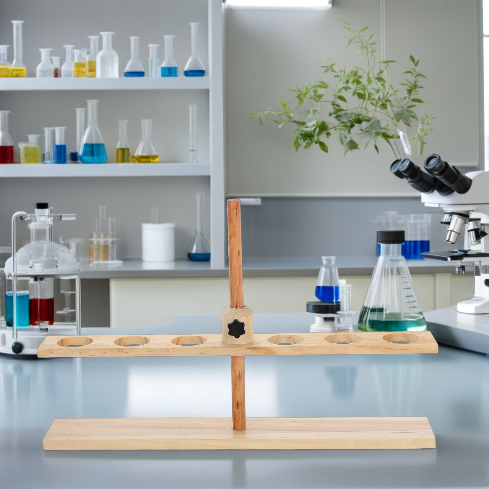 แท่นวางกรวยไม้ 6 ช่อง ปรับความ - Lab Equipment บทวิจารณ์และราคา